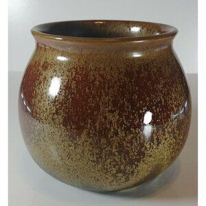 Partylite Brown & Gold Speckled Ceramic Vase Or Candle Holder Vintage